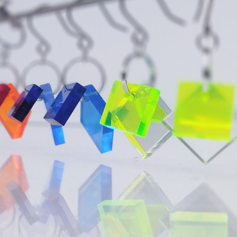 耳環 - 耳環/耳夾/耳骨夾 - 塑膠 藍色