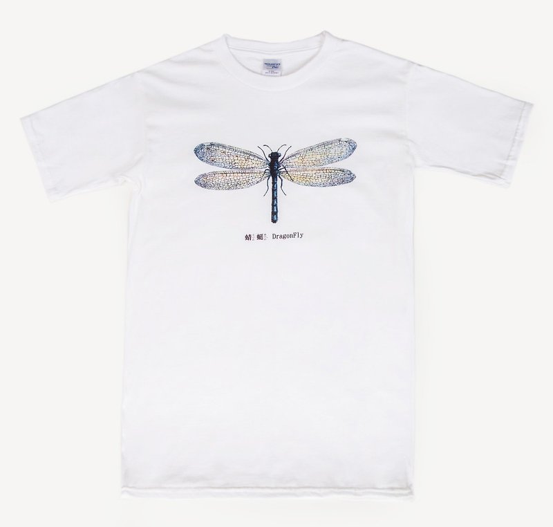 T-Shirt-蜻蜓 DragonFly - เสื้อยืดผู้ชาย - ผ้าฝ้าย/ผ้าลินิน ขาว