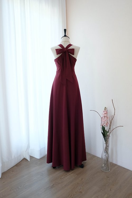 KEERATIKA Red Burgundy Bridesmaid dress Long Dress Cocktail Party Dress Floor length