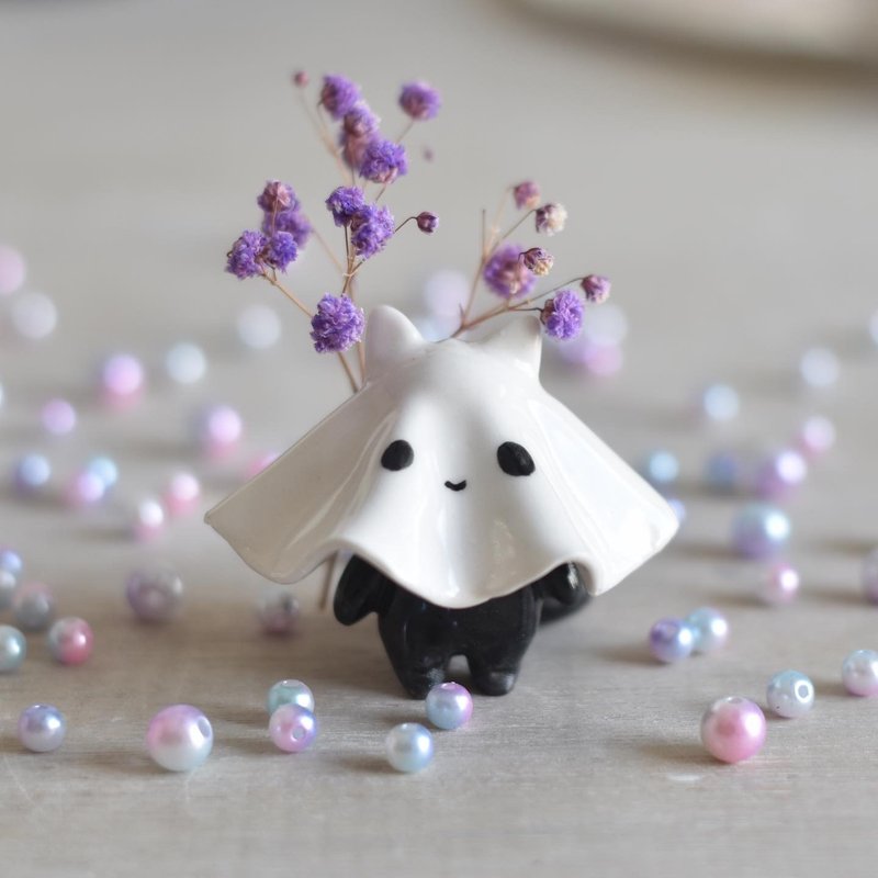 Guigui kitten incense sticks/dried flower holder - ของวางตกแต่ง - เครื่องลายคราม สีส้ม