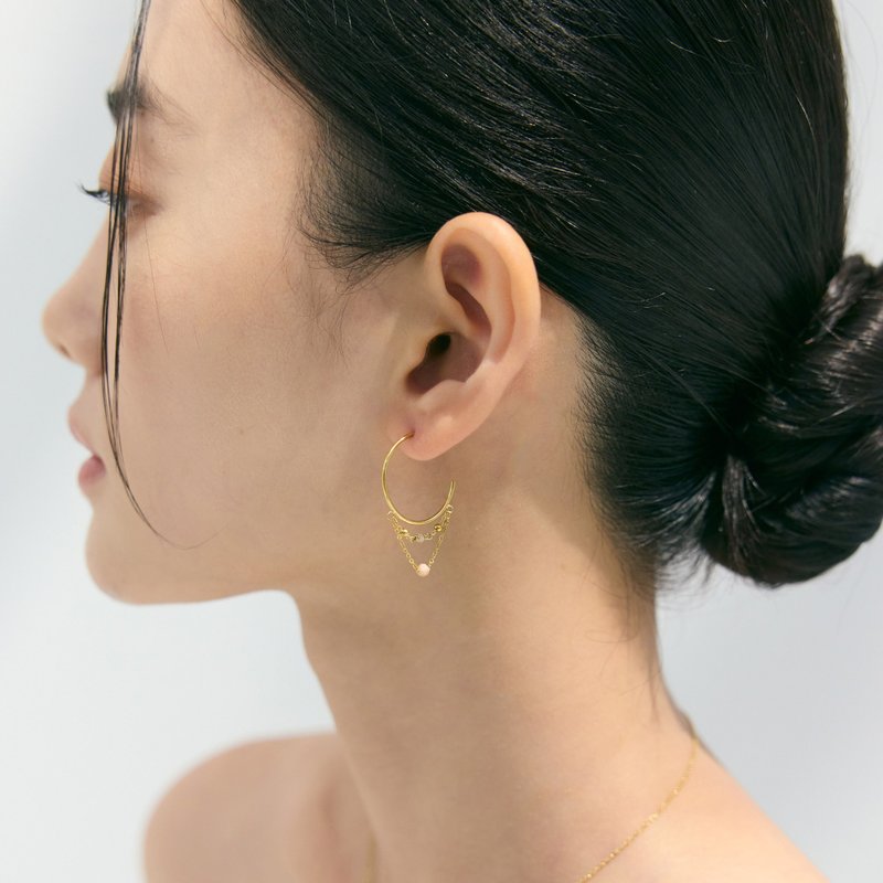 【2021 Designer Collection】Gentle Whispers. Gemstone Earrings - ต่างหู - สแตนเลส สีทอง