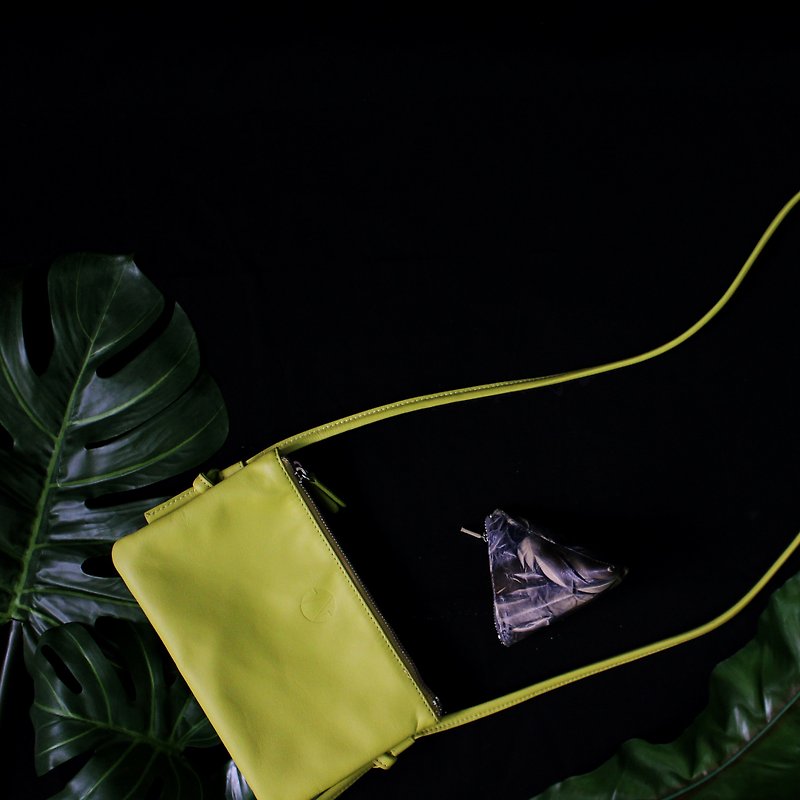 Goody Bag - NORMCORE Crossbody X LOVE MSG Purse - กระเป๋าสตางค์ - หนังแท้ สีเขียว