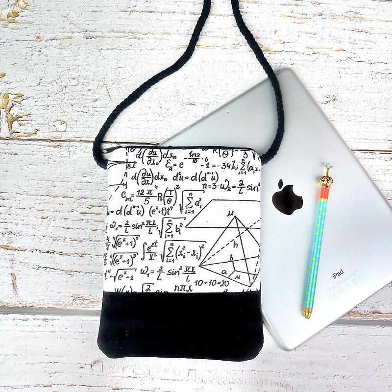 Phone bag/shoulder bag/baby backpack/mobile phone bag~ Mathematical equation (PB-003) - Messenger Bags & Sling Bags - Cotton & Hemp Multicolor