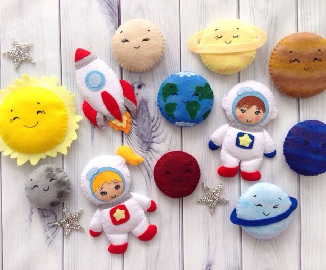 フェルトソーラーシステム、太陽惑星セット宇宙教育玩具、ロケット船