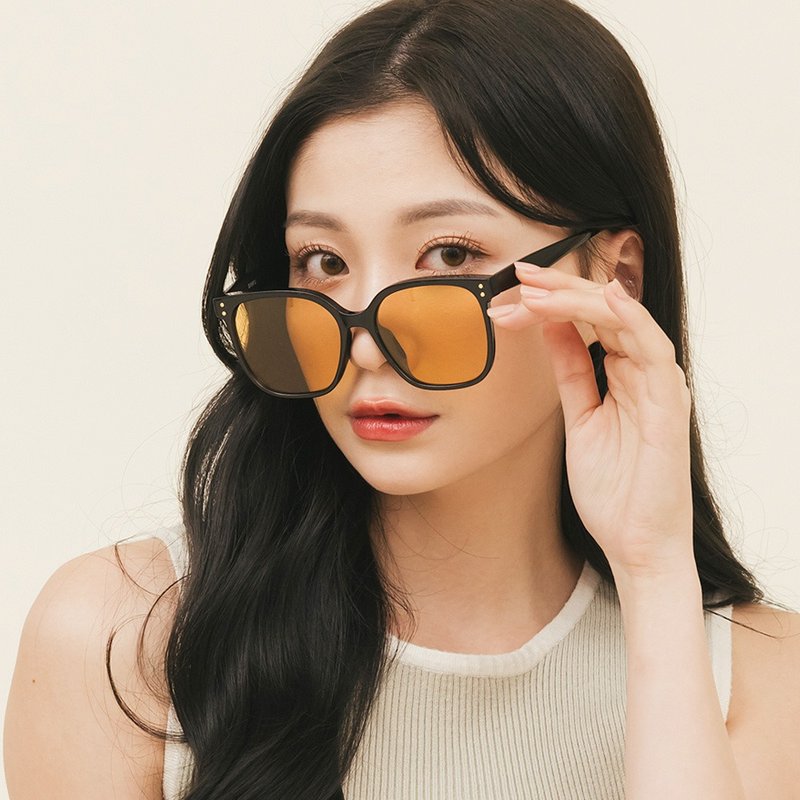 [Refurbished] Rosin Yellow Korean Retro Fashion Square Lightweight TR90 Polarized UV400 Sunglasses - แว่นกันแดด - โลหะ สีเหลือง