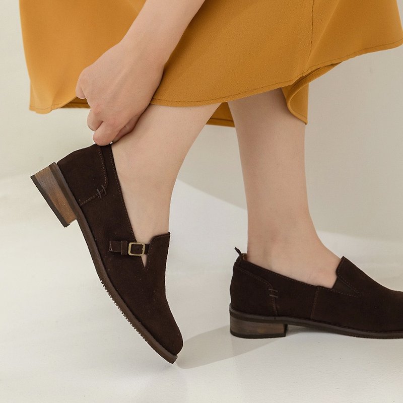 Muji simple loafers - Mocha Crispy - Women's Oxford Shoes - Waterproof Material Brown