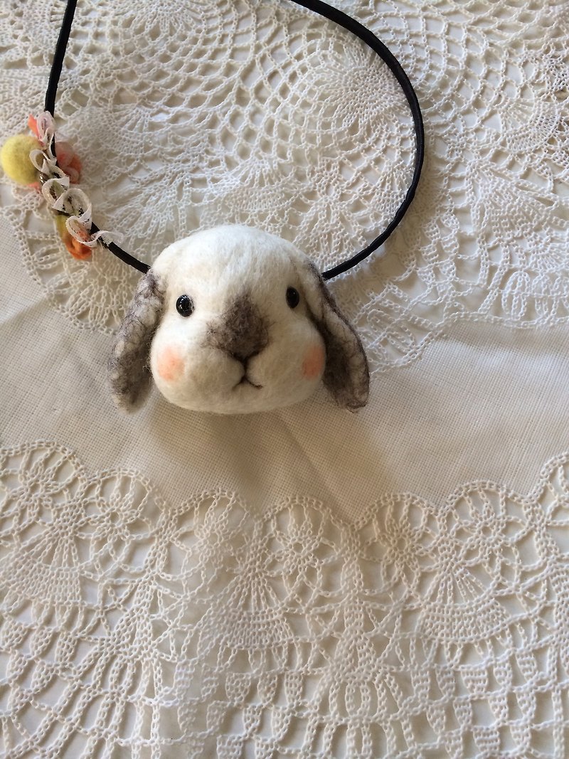 羊樂多羊毛氈樂園  客訂灰鼻兔兔 - 鑰匙圈/鎖匙扣 - 羊毛 