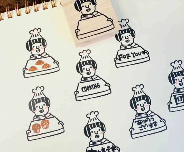 コックのたまよちゃん*40mmx48mm*ラバースタンプ*R1045 - ショップ