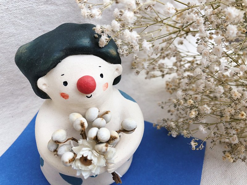 ミイラタオウ - 母の日ギフト - 装飾花 - 置物 - 陶器 ホワイト