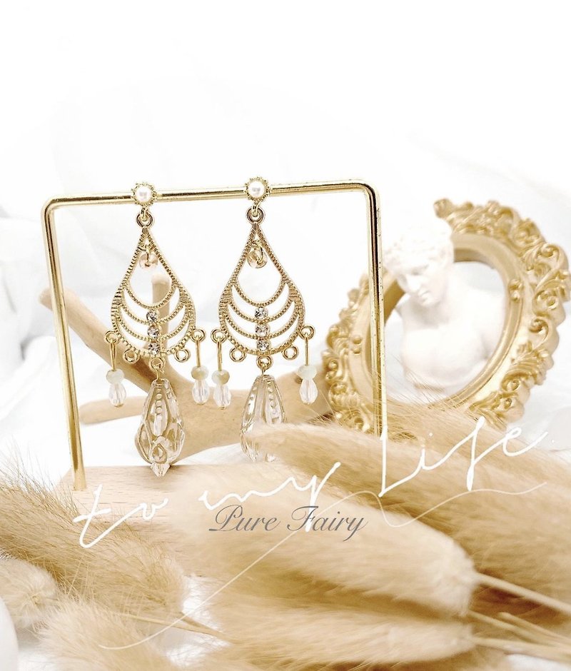 |Bohemian ethnic style|Pure Fairy ethnic style pearl turn bead earrings • 925 earrings - ต่างหู - วัสดุอื่นๆ สีทอง