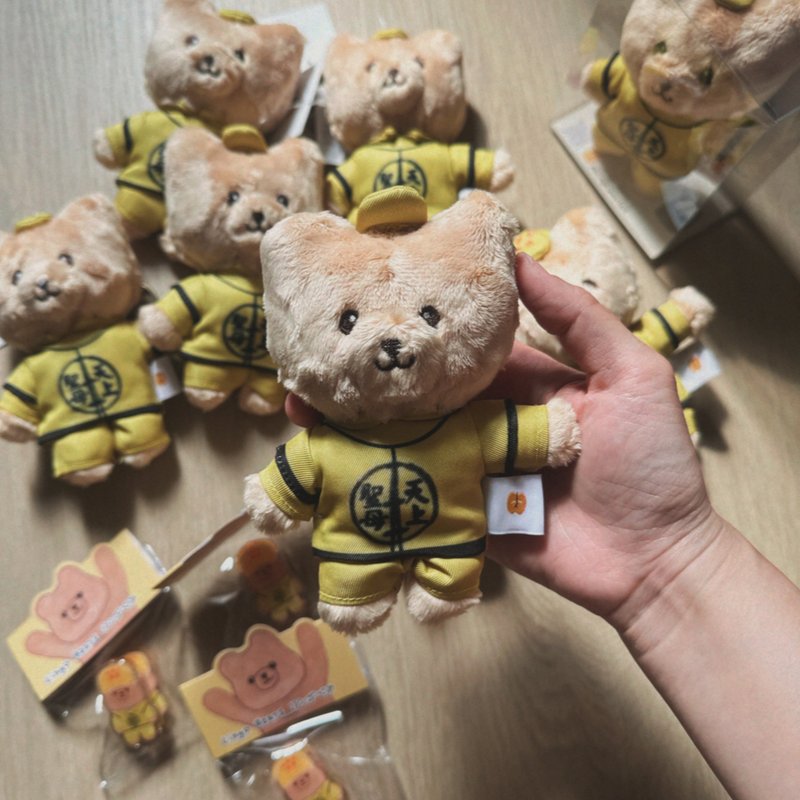 現貨 白沙屯媽祖小熊玩偶鑰匙圈 拱天宮合法授權 - 鑰匙圈/鑰匙包 - 棉．麻 黃色