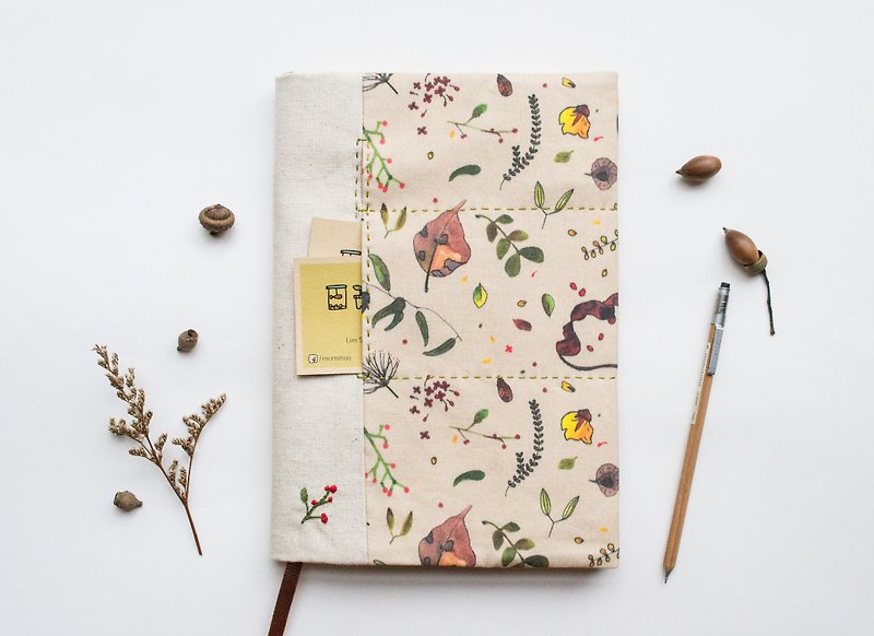 Singapore Botanicals - adjustable A5 fabric bookcover - Notebooks & Journals - Cotton & Hemp Multicolor