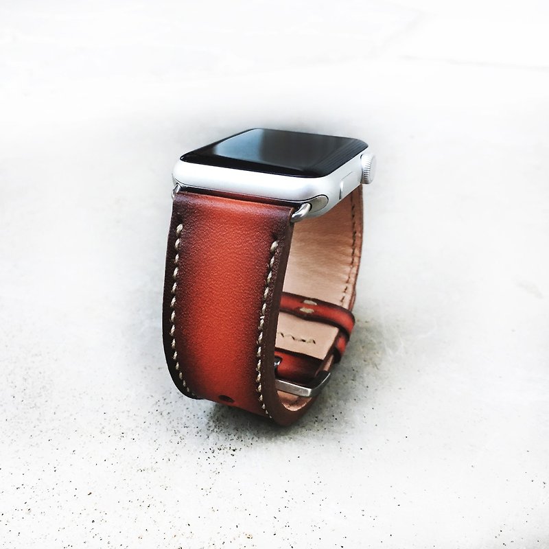 Apple Watch Band 38mm 42mm 40mm 44mm, HandStitched Handmade - 錶帶 - 真皮 紅色