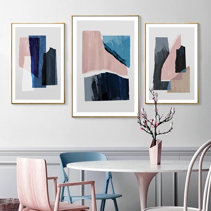 Piecing together moods_hanging paintings_color series_made in Taiwan and shipped quickly in two working days - Posters - Cotton & Hemp Pink