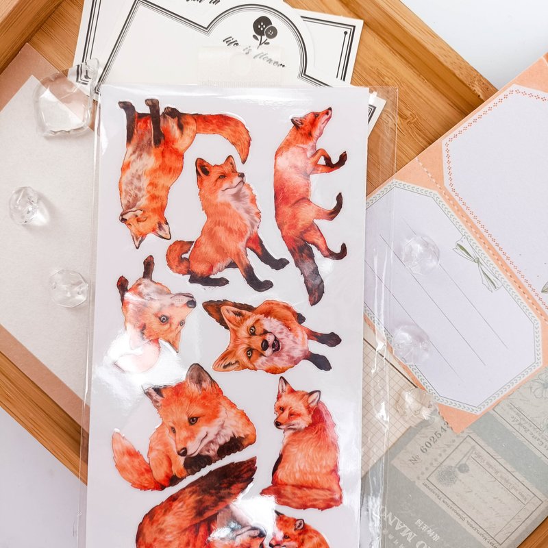 5K018_狡猾狐狸A sly fox A ずるい狐 A /轉印貼紙 - 貼紙 - 其他材質 多色