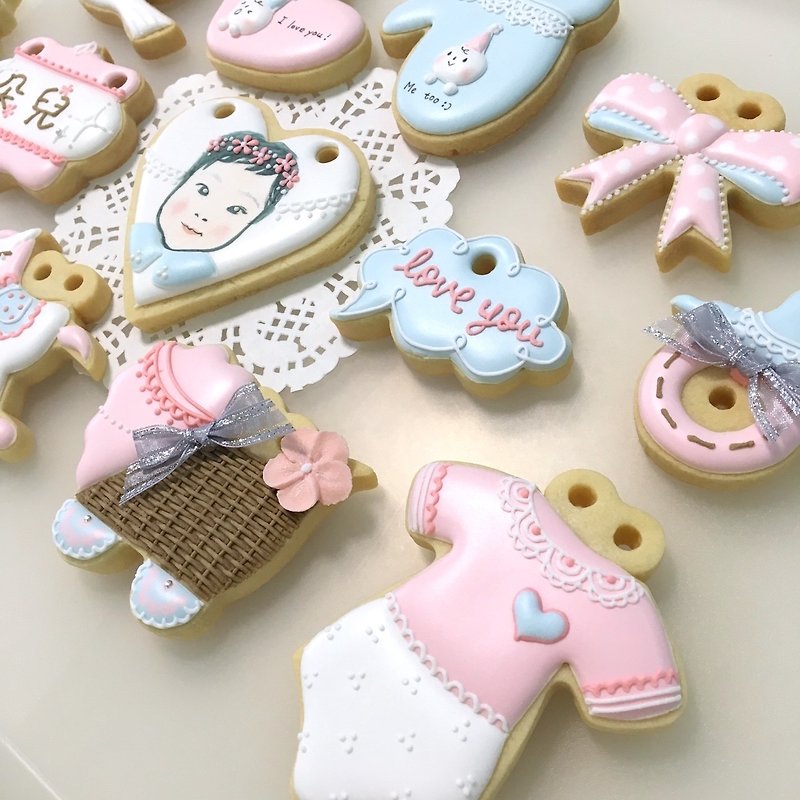 Pink Bubble Dream Recipe Cookie 12+1 (customizable baby head) - Handmade Cookies - Fresh Ingredients Pink