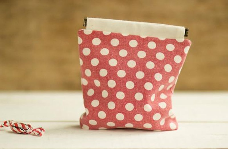 Charger case, Cosmetic pouch, Ditty bag, Make-up Case, Travel pouch, camera lens cases / pre-washed polka dots Red - Toiletry Bags & Pouches - Other Materials Red