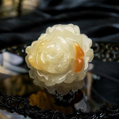 瓔珞珠寶盒 E.L.Jewelry Box 冰飄黃翡翡翠牡丹花 | 天然緬甸玉翡翠A貨 | 送禮