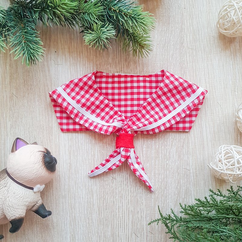 Pet Sailor Scarf* Picnic Red Check - Clothing & Accessories - Cotton & Hemp Red