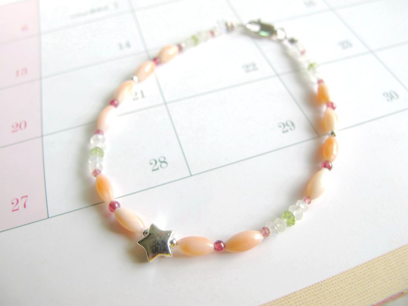 Coral Moonstone Stone Stone[Meteor Shanshan] attracts happiness and eternal love - Bracelets - Semi-Precious Stones Multicolor