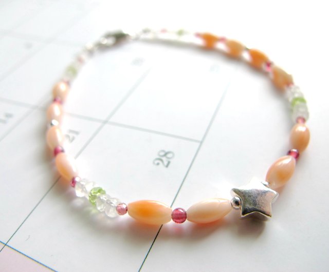 パワーストーン ブレスレット ピンクコーラル・ペリドット 安産・子宝 誕生石 3月 癒し 8月 恋人・夫婦円満 人間関係 仕事運 パワーストーン ブレスレット ペリドット・ピンクコーラル 誕生石 8月