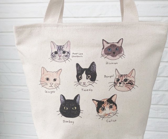 Illustration Style Cat Encyclopedia Zipper Canvas Small