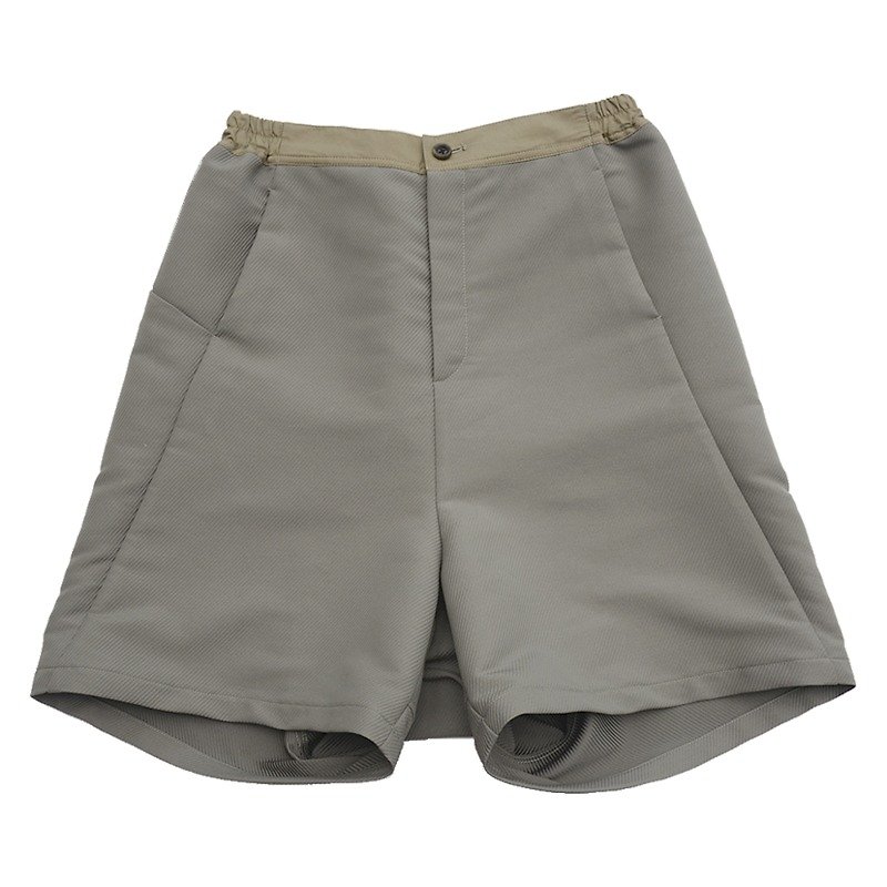 Drop-crotch Dimensional-cut Wide-leg Shorts - Men's Shorts - Polyester Green
