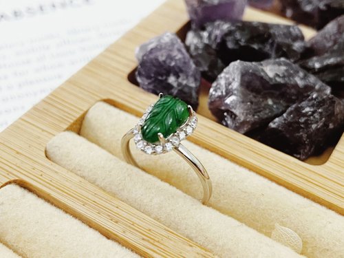 Pine St. Jewelry 松樹街輕奢珠寶 925銀 天然A貨瓜地馬拉 翡翠 大葉有成 一葉致富戒指