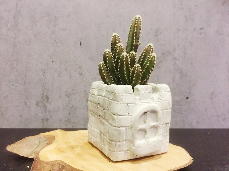 Peas succulents and small groceries - handmade clay pots to create a series - small castle - ตกแต่งต้นไม้ - ปูน สีเทา