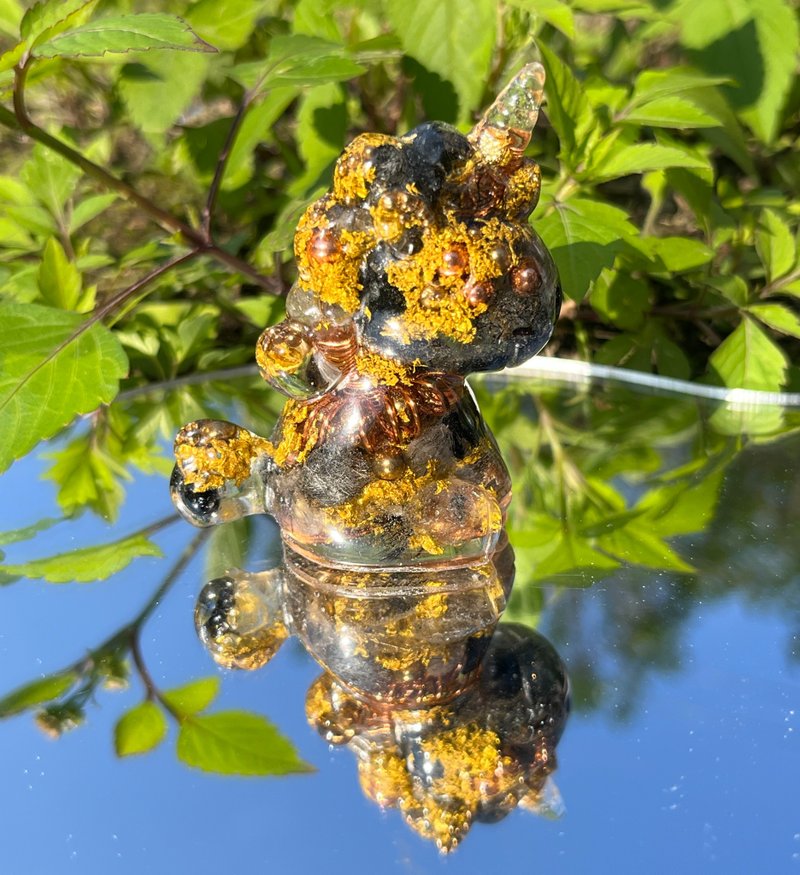 新年開運 Orgonite 奧剛能量獨角獸-黑髮晶 小款 - 擺飾/家飾品 - 半寶石 銀色