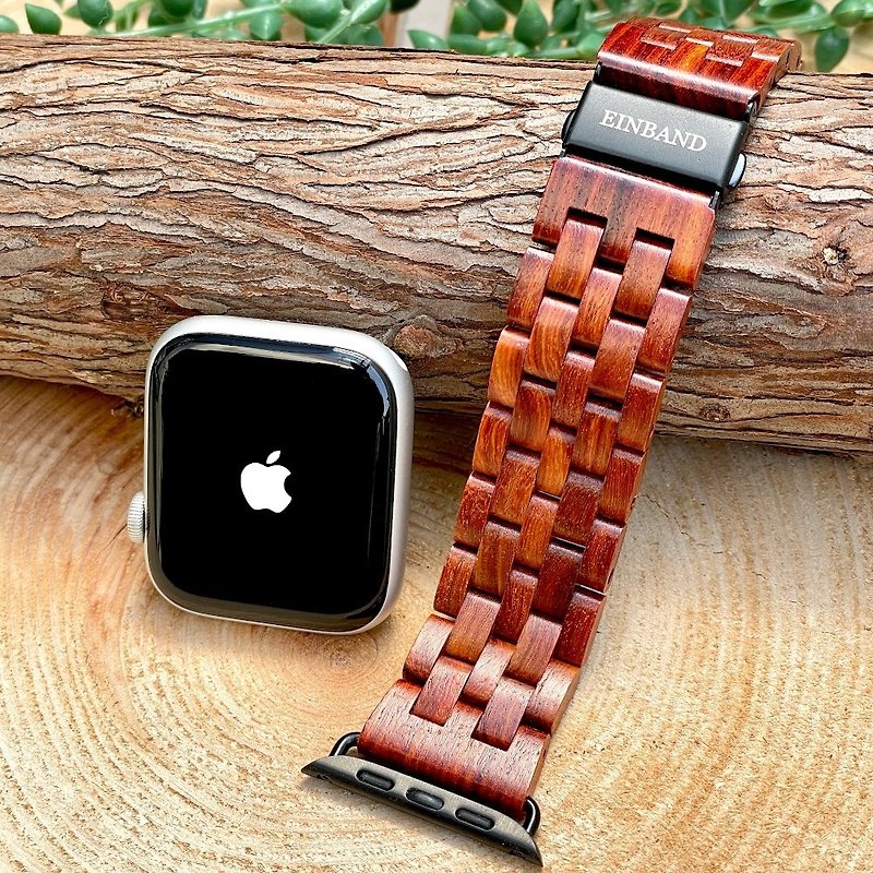 EINBAND AppleWatch Wood Belt Red sandalwood - 女裝錶 - 木頭 咖啡色