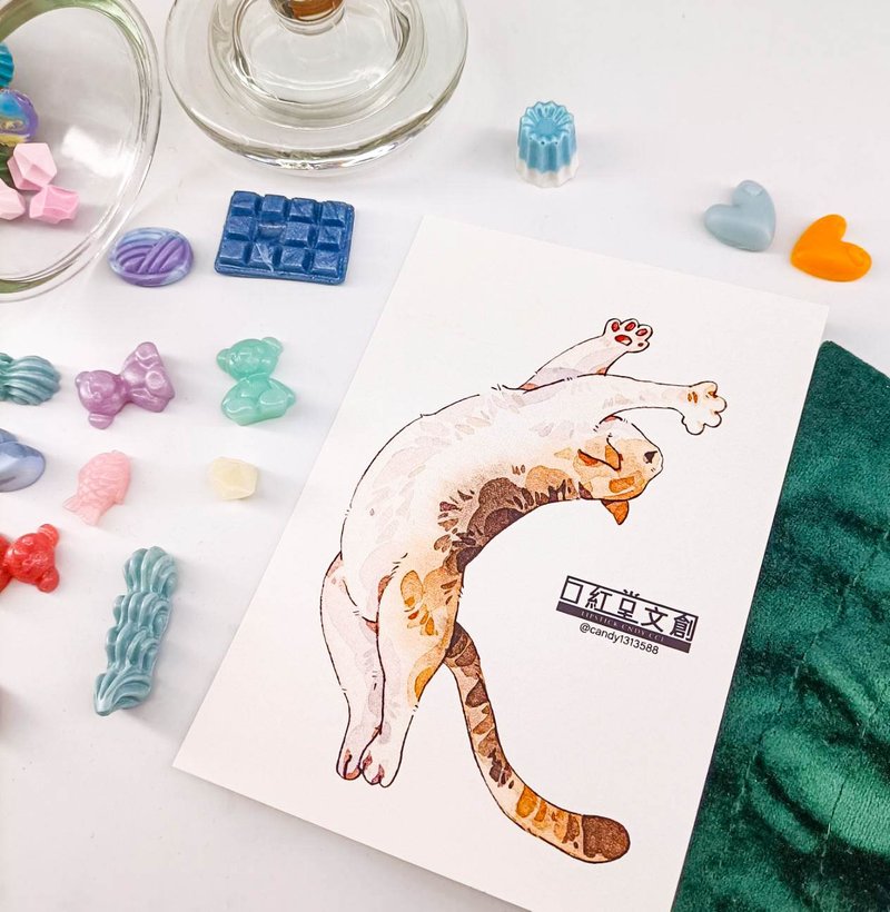 KR474_口紅堂明信片_三花貓8_candy1313588 postcard - 卡片/明信片 - 紙 多色