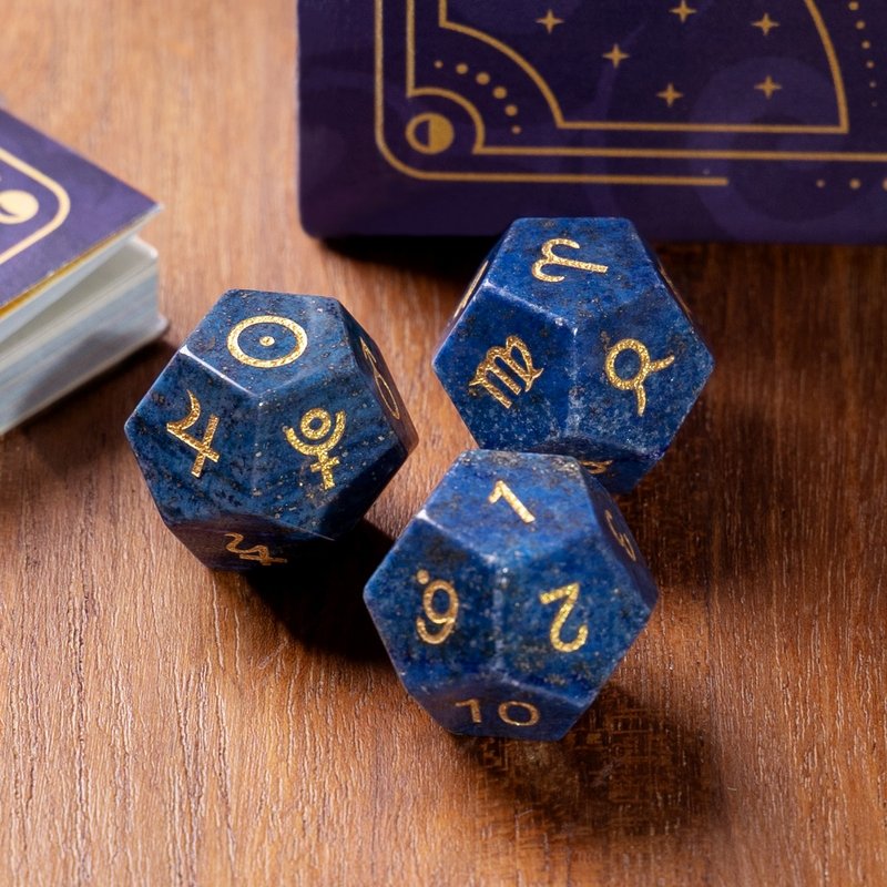 [Pre-Order Offer] Astrology Dice Set – Lapis Lazuli - Items for Display - Gemstone Blue