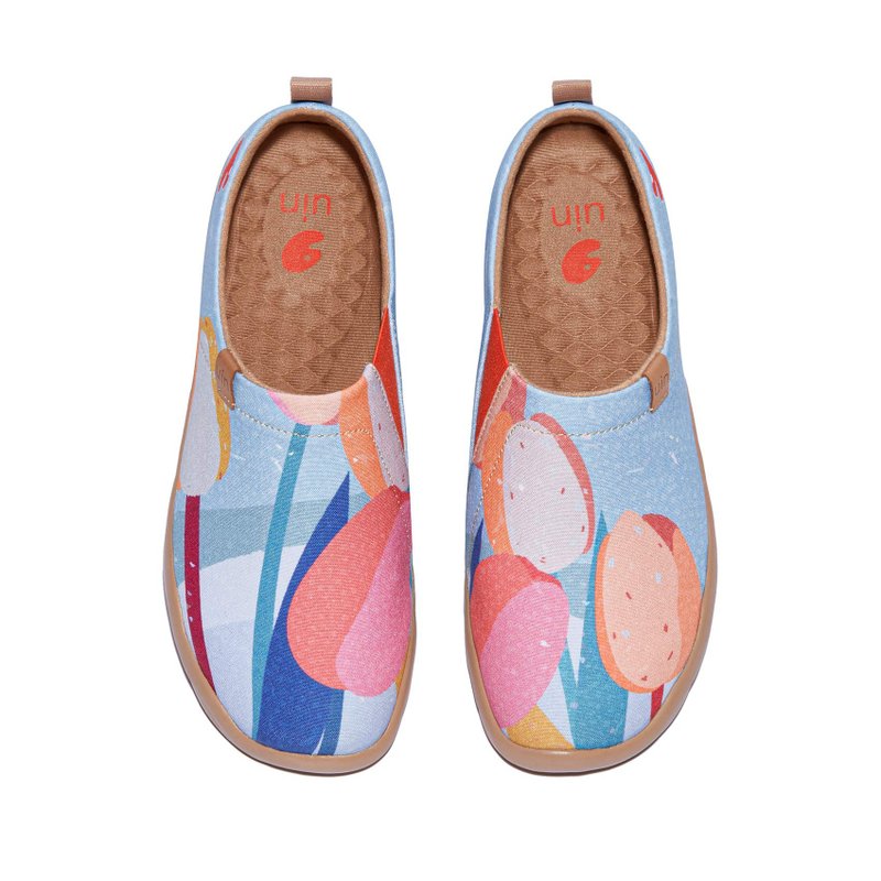 【Uin】Spanish original design | Fantasy tulip painted casual women's shoes - Women's Casual Shoes - Other Materials Multicolor