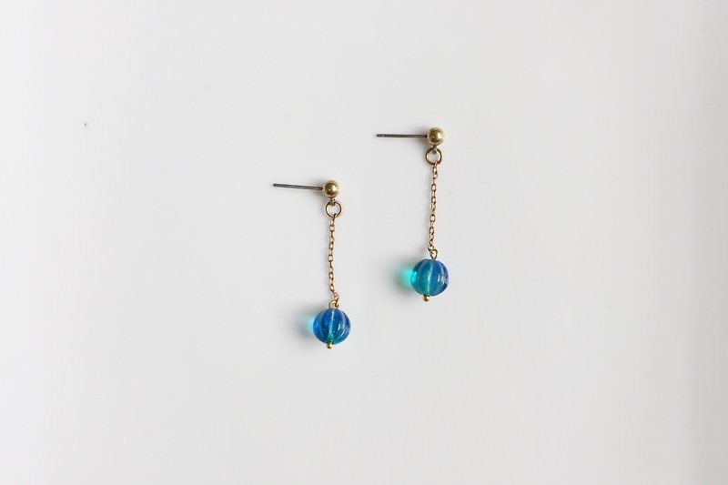 Blue Cherry Brass Earrings - Earrings & Clip-ons - Other Metals Blue