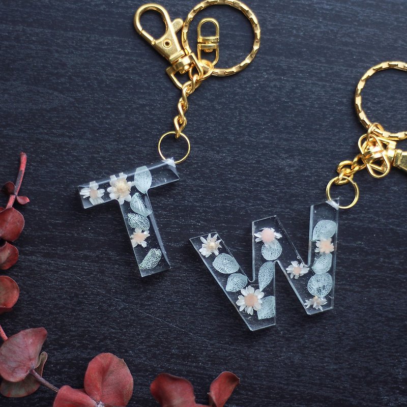 冰晶字母鑰匙圈 吊飾 交換禮物 情侶信物 告白禮物 生日禮物 - 鑰匙圈/鑰匙包 - 植物．花 