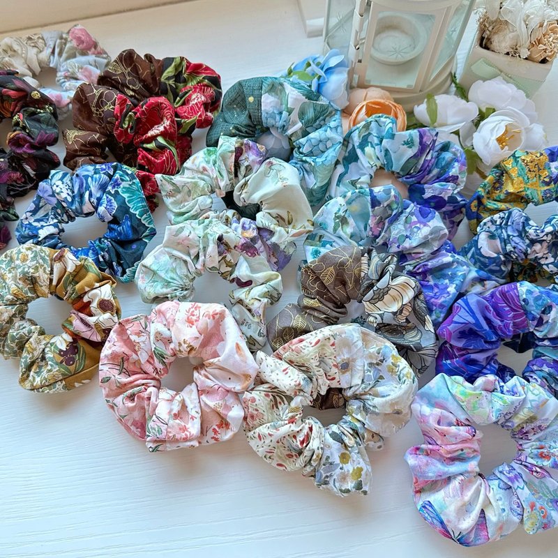 自選拼布棉布髮圈大腸圈髮飾-3件組 - 髮夾/髮圈 - 其他材質 多色