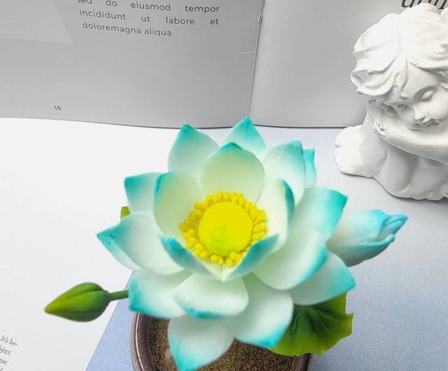 Cold porcelain clay/clay flower art-lotus small potted plant/gift