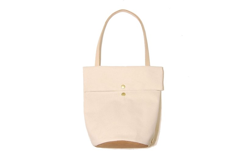 Simple tote bag - 簡約單肩拖特包 - 側背包/斜背包 - 棉．麻 白色