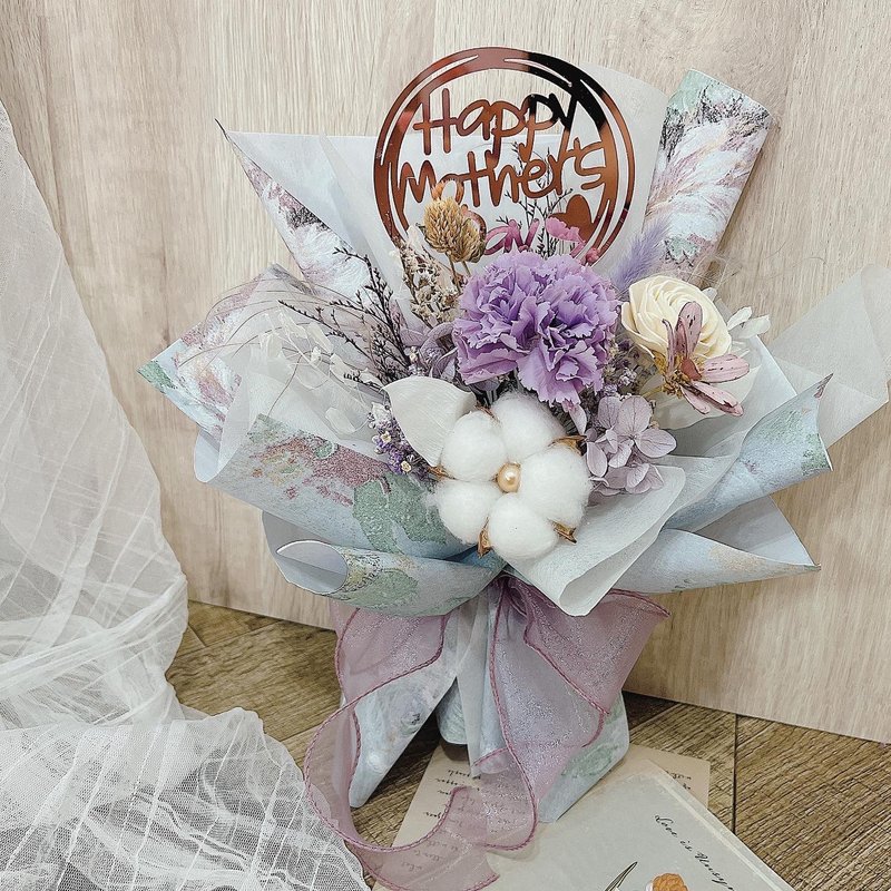 【母親節花束】永生花束/生日花束/母親節花束/畢業花束 丁香紫 - 乾燥花/永生花 - 植物．花 紫色