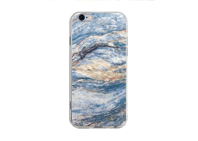 Light blue marble pattern transparent phone case for iPhone 12 11 X Max Samsung - Phone Cases - Plastic Blue