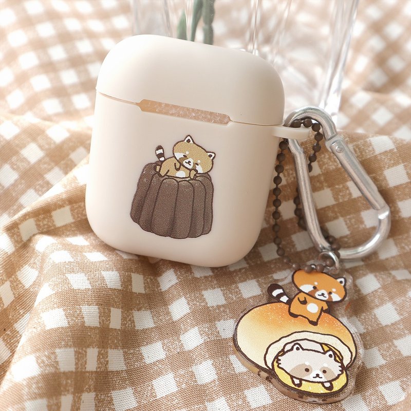 小貓熊可麗露-AirPods保護套/附吊飾 - AirPods/耳機保護套 - 塑膠 卡其色