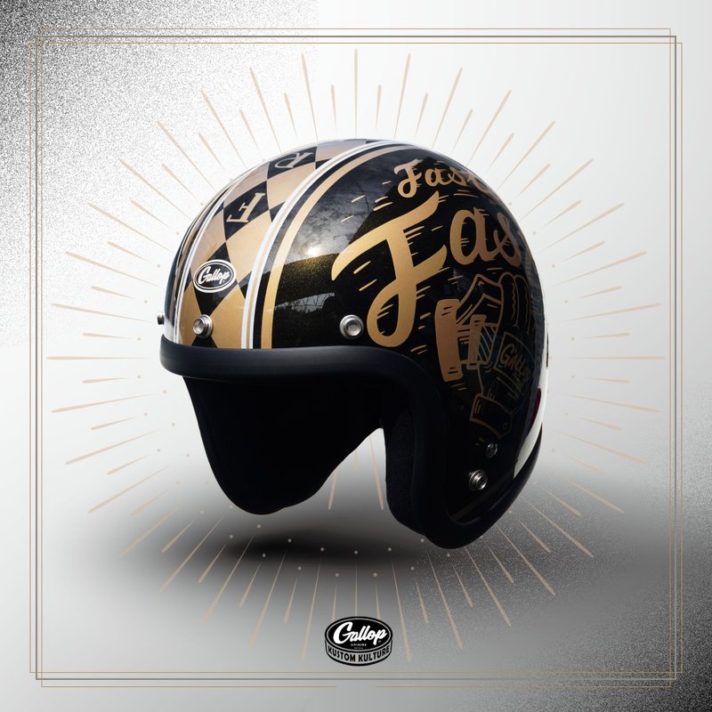GALLOP Freedom Racer HELMET 自由賽車手 3/4 半罩安全帽 烏金黑 - 安全帽 - 其他材質 
