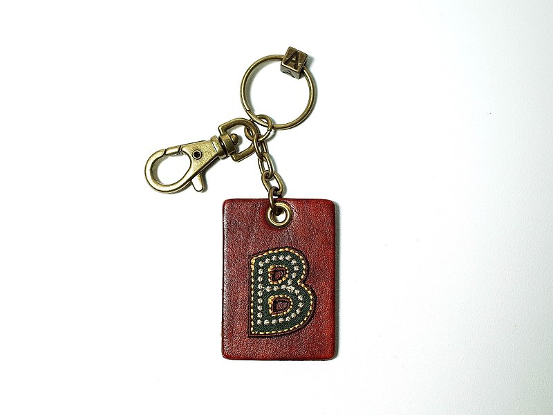 Leather Keychain , Keyring (12 colors / engraving service) - Keychains - Genuine Leather Brown