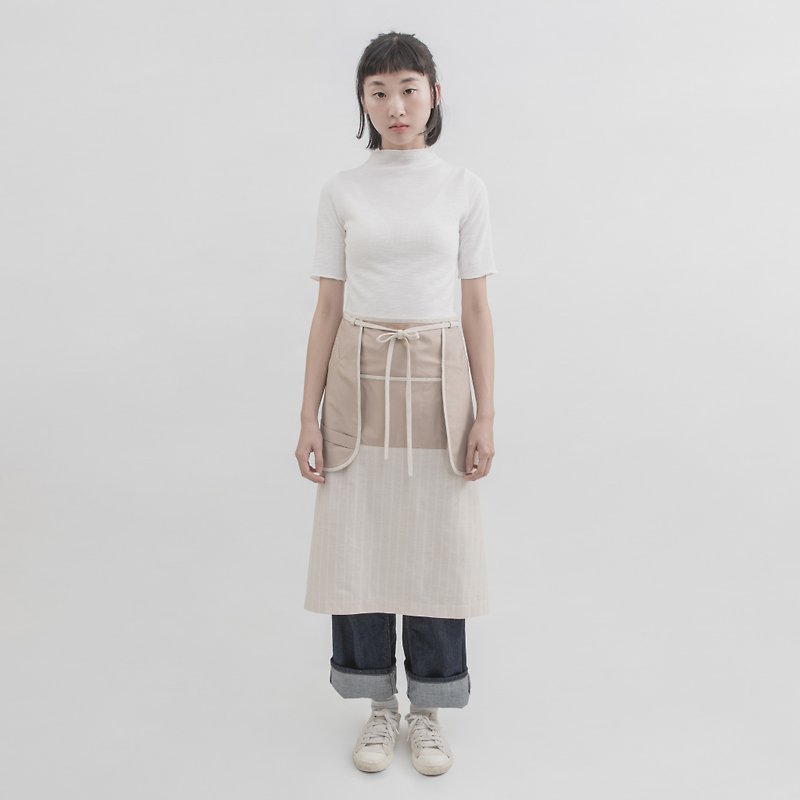 DOH natural feel - Linen Khaki half-length work apron by rin - ผ้ากันเปื้อน - ผ้าฝ้าย/ผ้าลินิน สีกากี