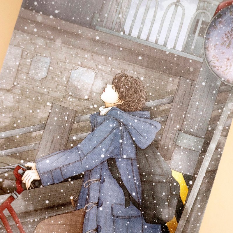 冬風 - 男の子 ポストカード（イルミデザイン） - はがき・メッセージカード - 紙 グレー