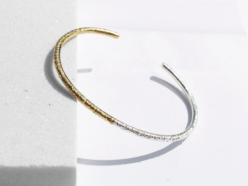 925 Silver Two-Tone Bangle | 24K Gold - Bracelets - Other Metals Gold