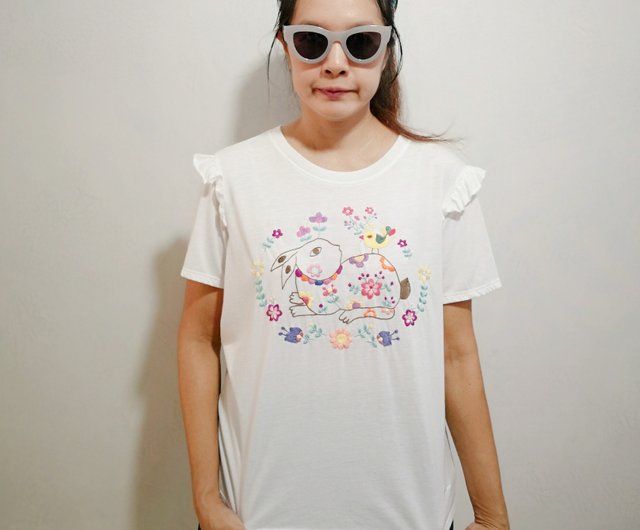 Embroidered T-shirt White T Shirt Embroidered Shirt Hand 