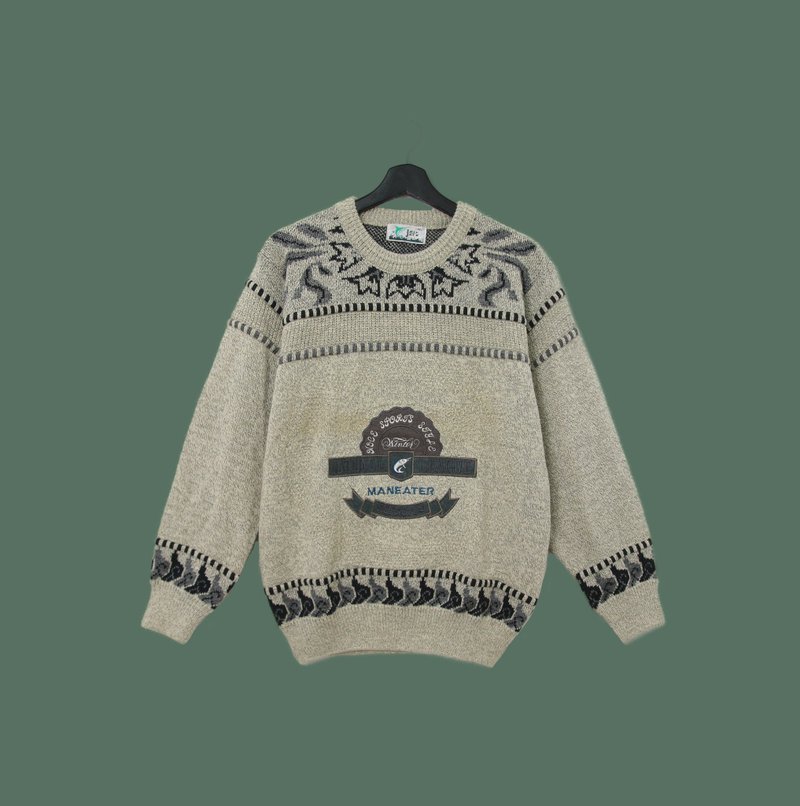 Back to Green-vintage sweater wave sailfish badge vintage sweater - Men's Sweaters - Cotton & Hemp 