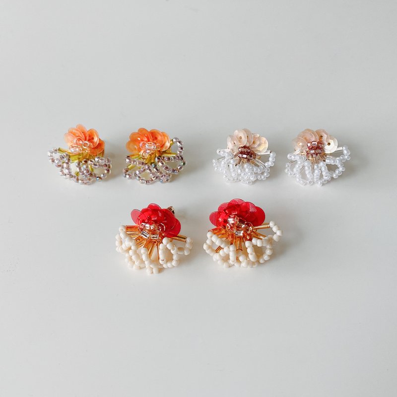 夏天的珊瑚-氣質少女系列 耳環/耳針/耳夾/夾式/耳飾 - 耳環/耳夾/耳骨夾 - 其他材質 多色